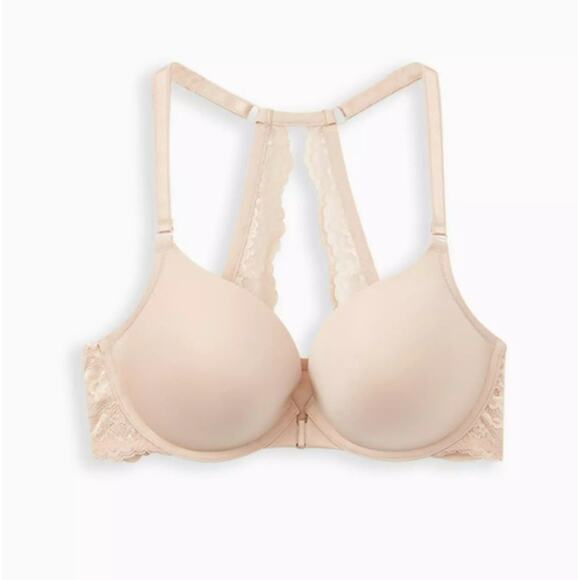 Torrid Womens 46B Bra XO Plunge Push-Up Front-Close Nude Lace Plus Size - Picture 1 of 10
